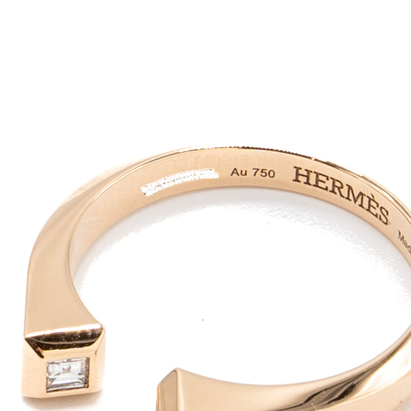 Hermes size 53 Clou De Forge Ring rose gold with diamonds