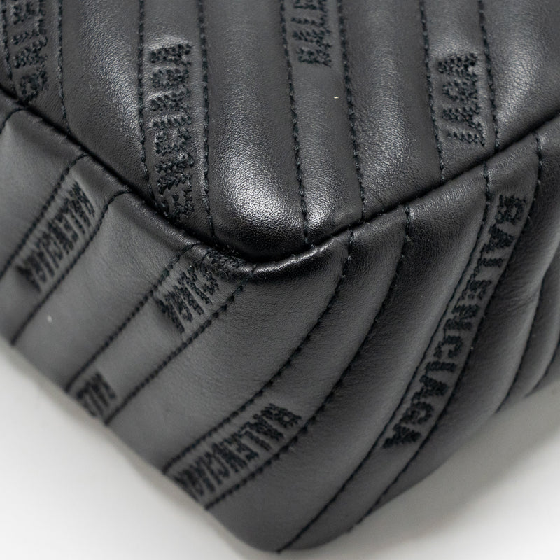 Balenciaga BB M Chain Shoulder Bag Logo matelasse calfskin Black SHW
