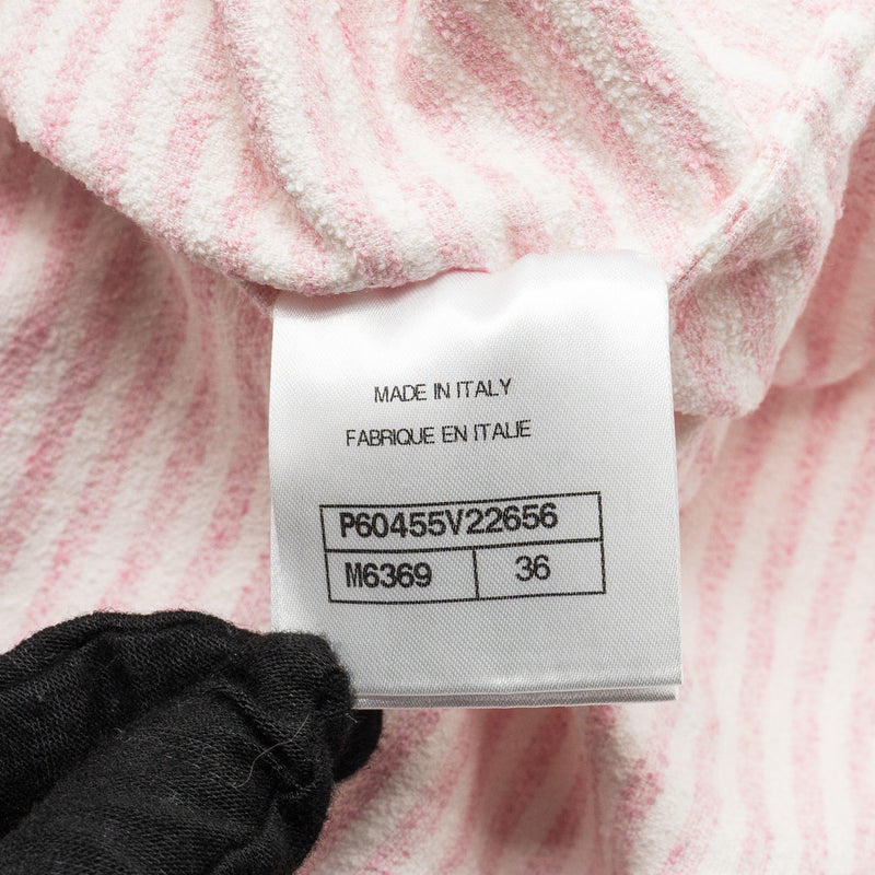 Chanel Size 36 19C LA PAUSA Striped Terrycl T-shirt Cotton/Polyamide/Elastane Pink/White