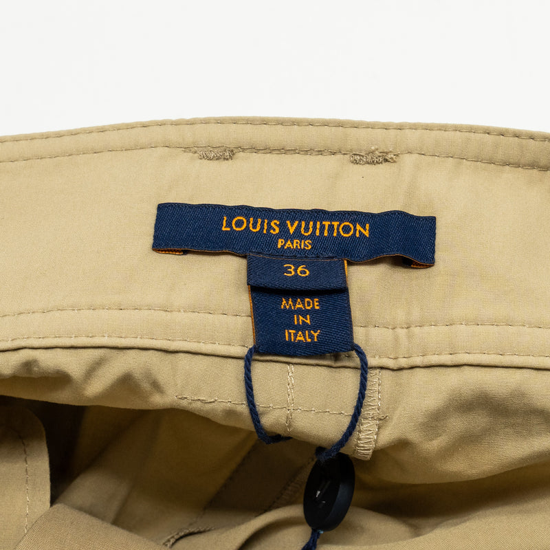 LOUIS VUITTON Size 36 Straight Pants With Monogram Belt Cotton/Silk Beige