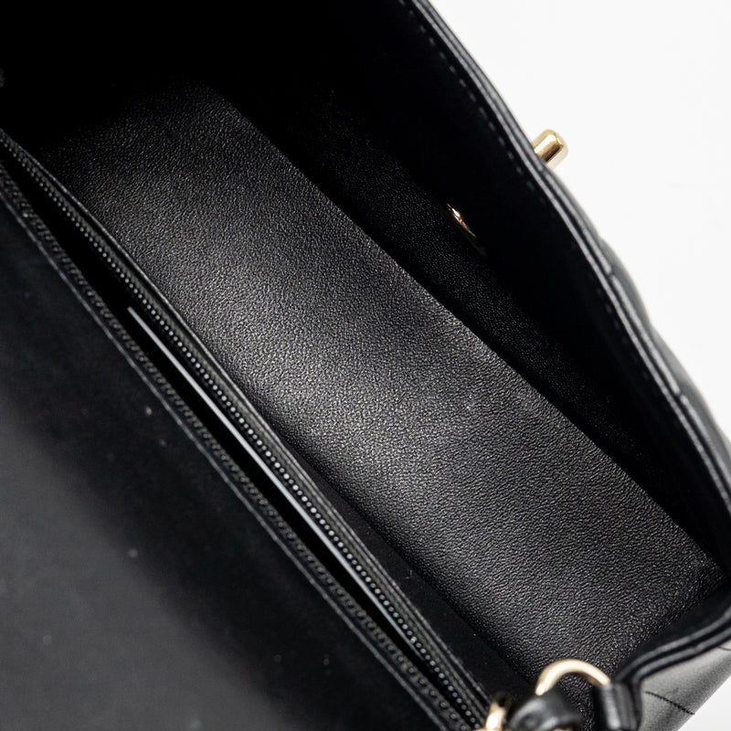 Chanel Mini Rectangular Flap Bag Chevron Lambskin Black LGHW