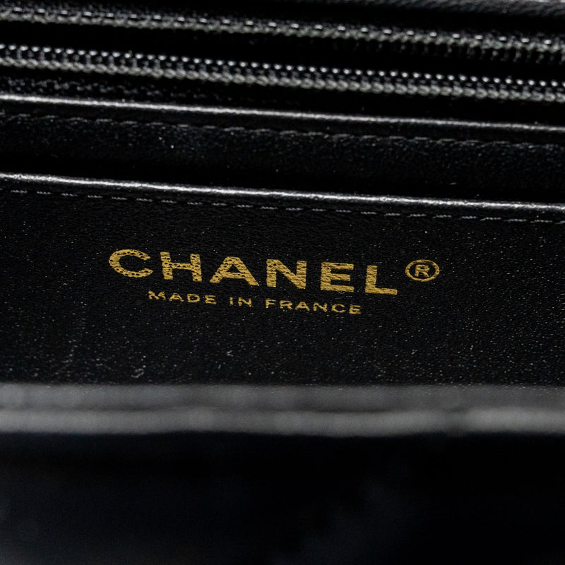 Chanel Mini Rectangular Flap Bag Chevron Lambskin Black LGHW