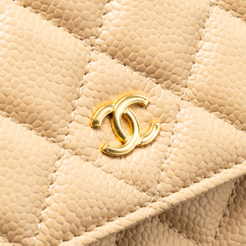 Chanel Classic Wallet On Chain Caviar Beige GHW (microchip)