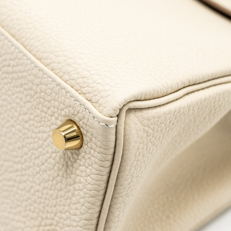 Hermes Kelly 25 Togo Craie GHW Stamp W