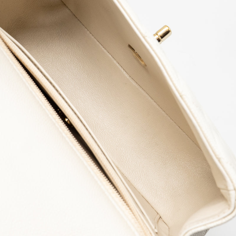 Chanel Mini Rectangular Flap Bag Caviar White LGHW