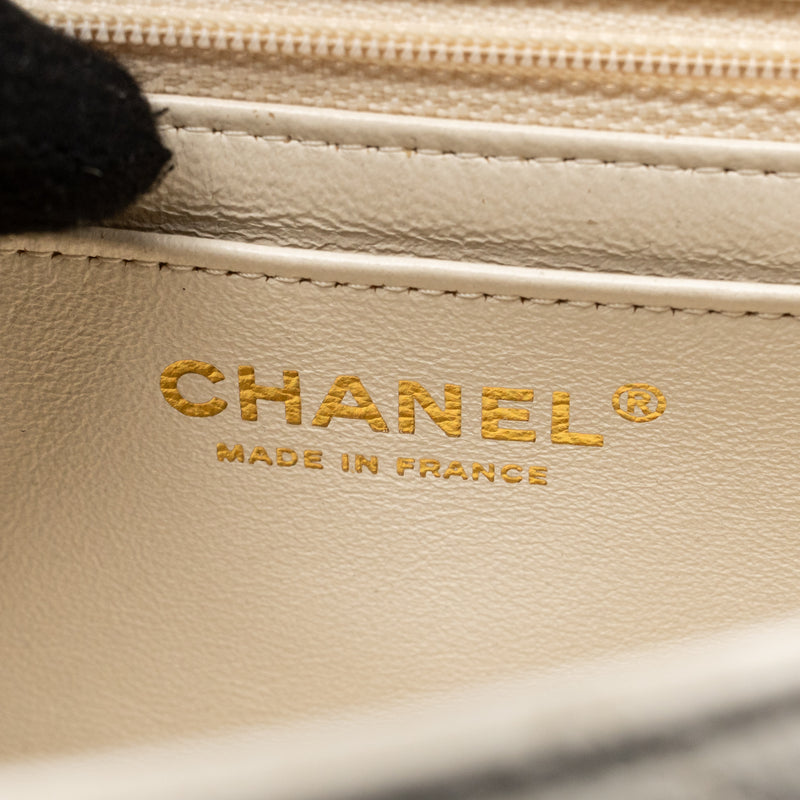 Chanel Mini Rectangular Flap Bag Caviar White LGHW
