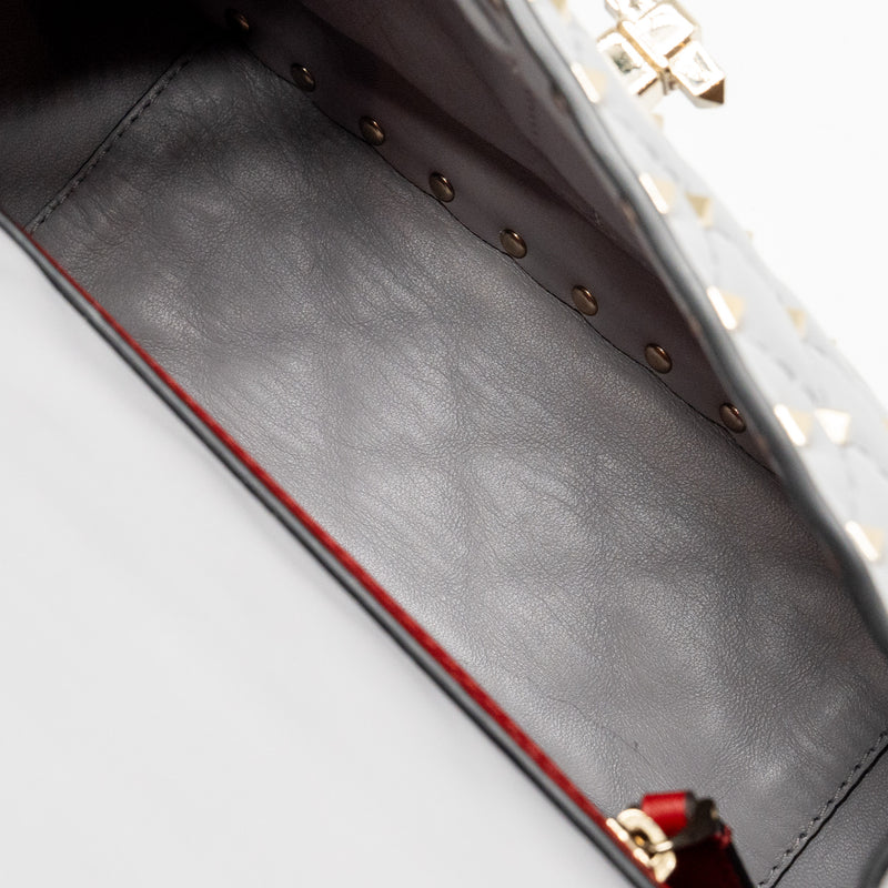 Valentino Medium Rockstud Spike Bag Lambskin Nappa Light Grey LGHW