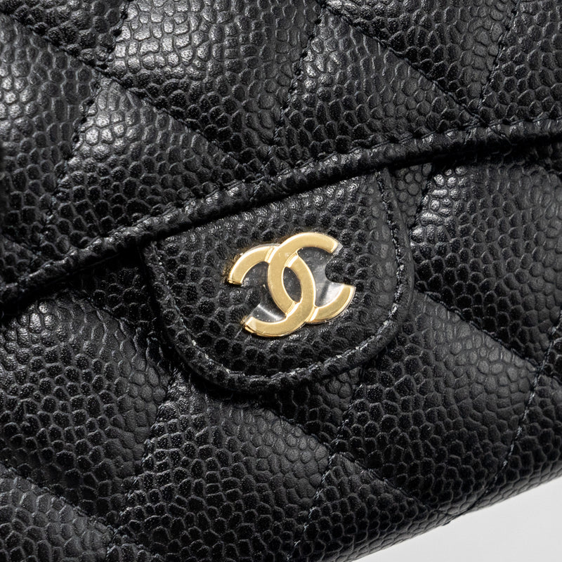 Chanel classic small compact wallet caviar black GHW (microchip)
