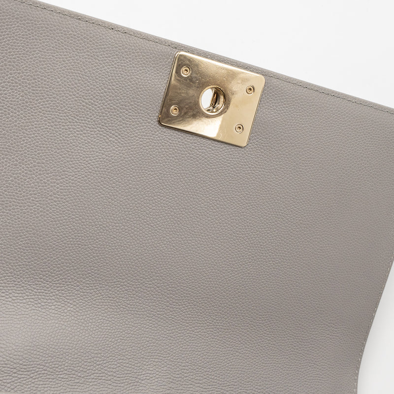 Chanel Medium Boy Bag Caviar Light Grey LGHW