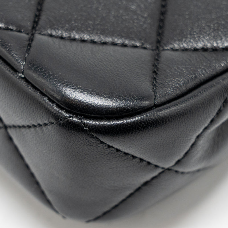 Chanel 24s Pearl Adjustable Chain Mini Flap Bag Lambskin Black GHW (microchip)