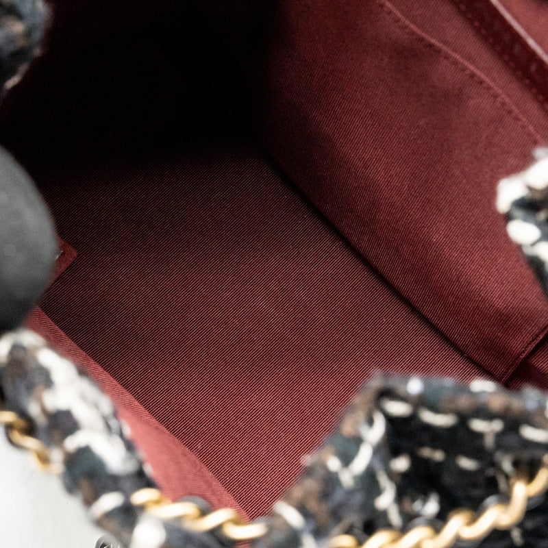 Chanel Small Gabrielle Tweed Backpack Black/White/Brown Multicolour Hardware
