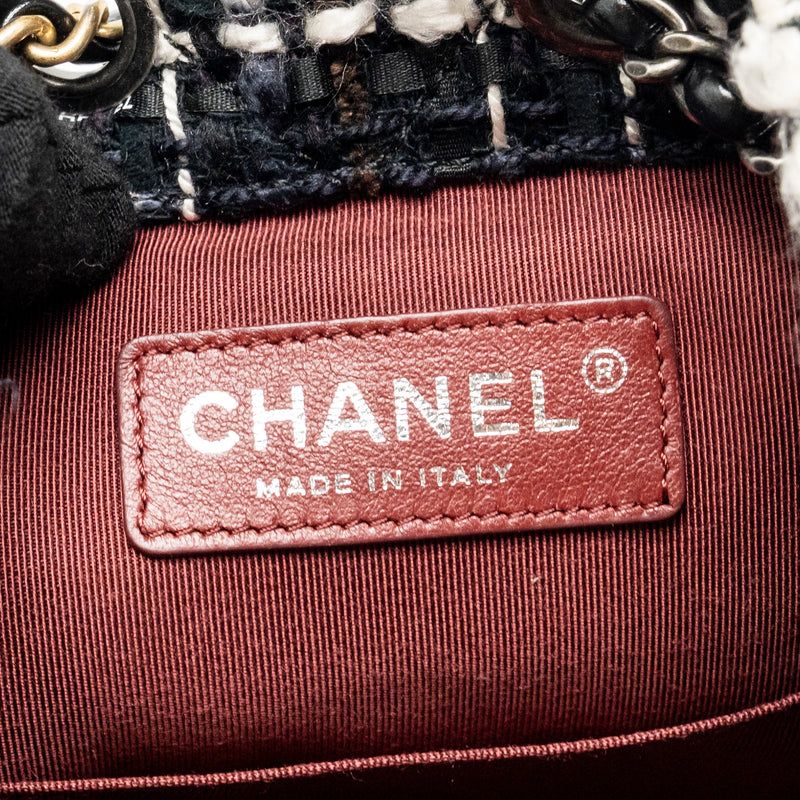 Chanel Small Gabrielle Tweed Backpack Black/White/Brown Multicolour Hardware
