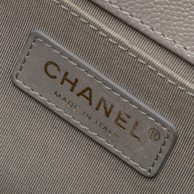 Chanel Medium Boy Bag Caviar Light Grey LGHW