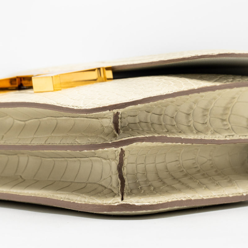 Hermes Mini Constance alligator mississippiensis Mat Beton GHW stamp Z