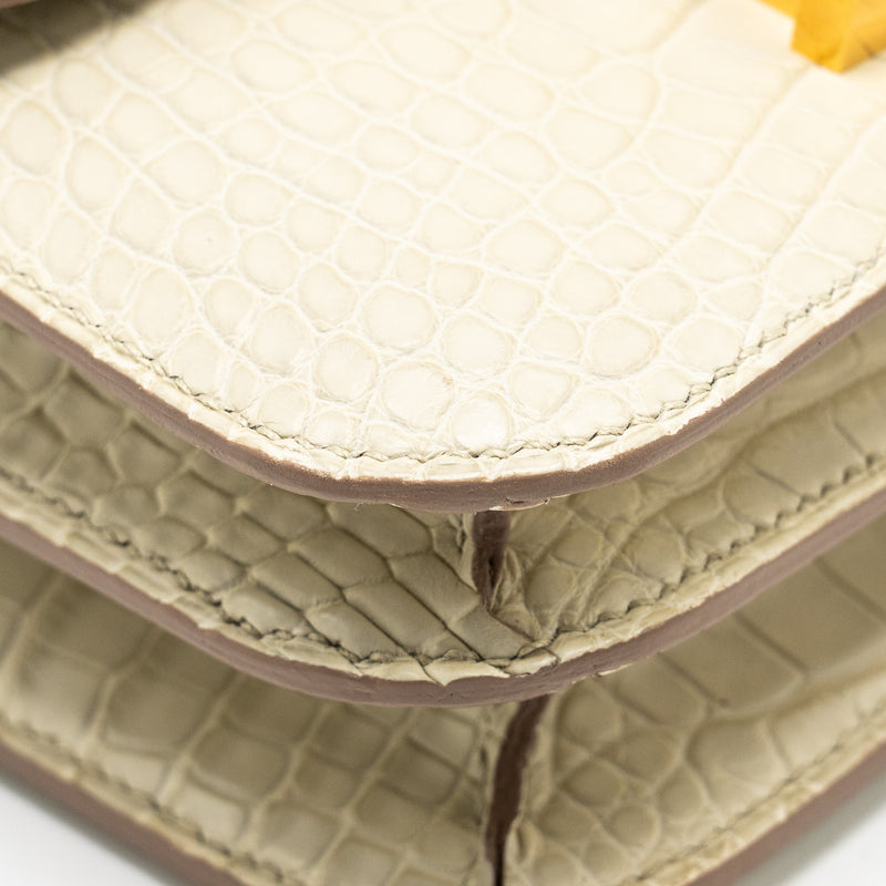 Hermes Mini Constance alligator mississippiensis Mat Beton GHW stamp Z
