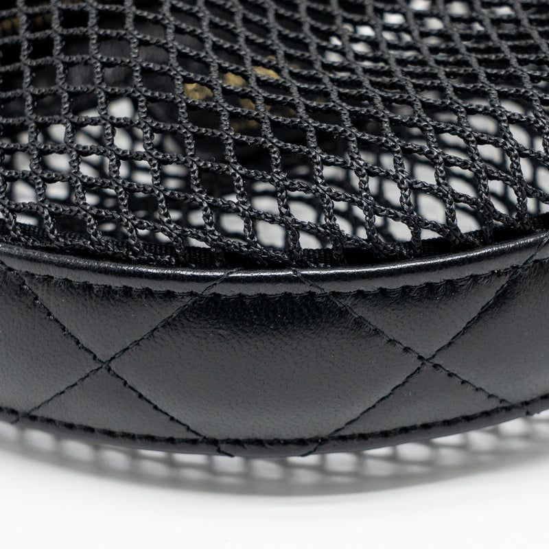 Chanel 25S half moon clutch mesh/ lambskin black LGHW (microchip)