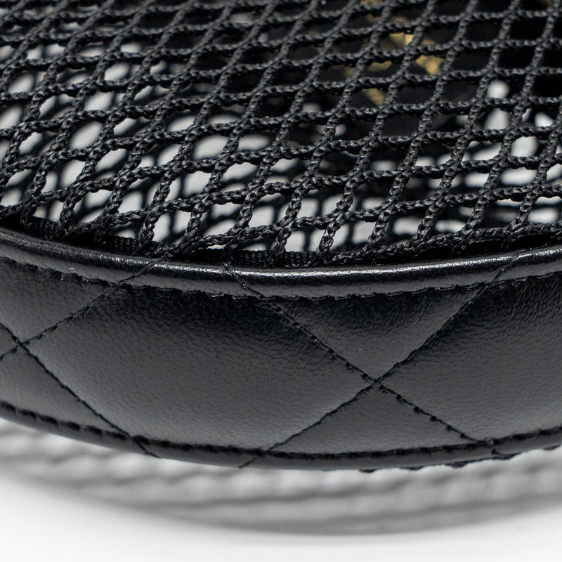 Chanel 25S half moon clutch mesh/ lambskin black LGHW (microchip)