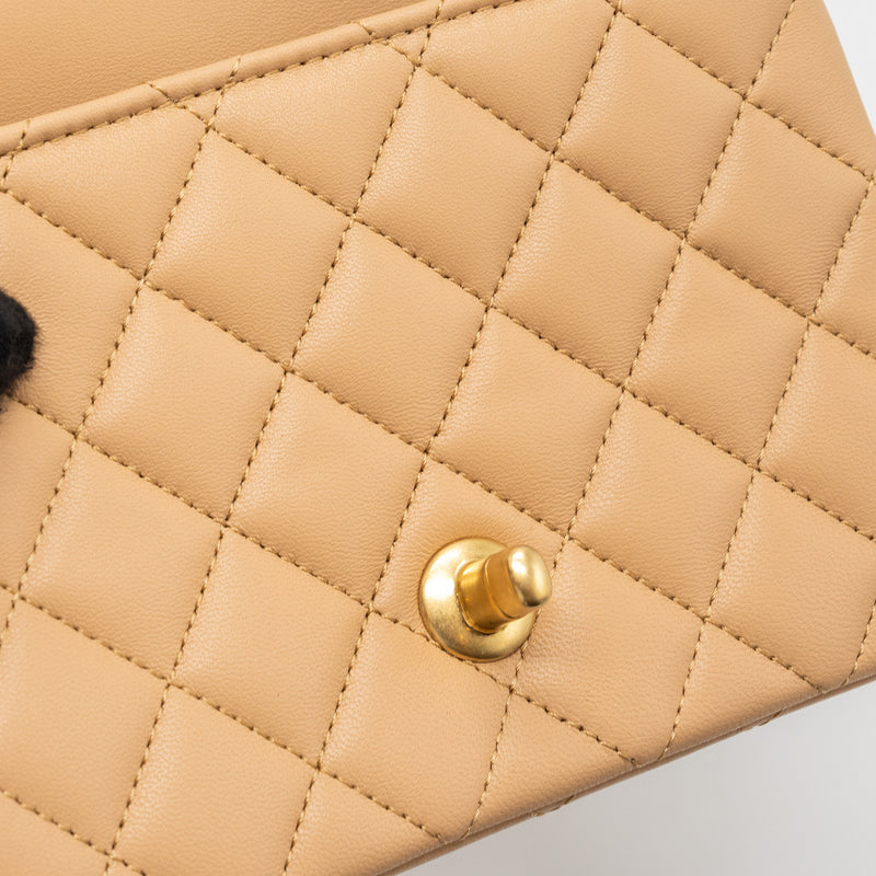 Chanel 23K Pearl Crush Mini Square Flap Bag Lambskin Beige GHW (Microchip)