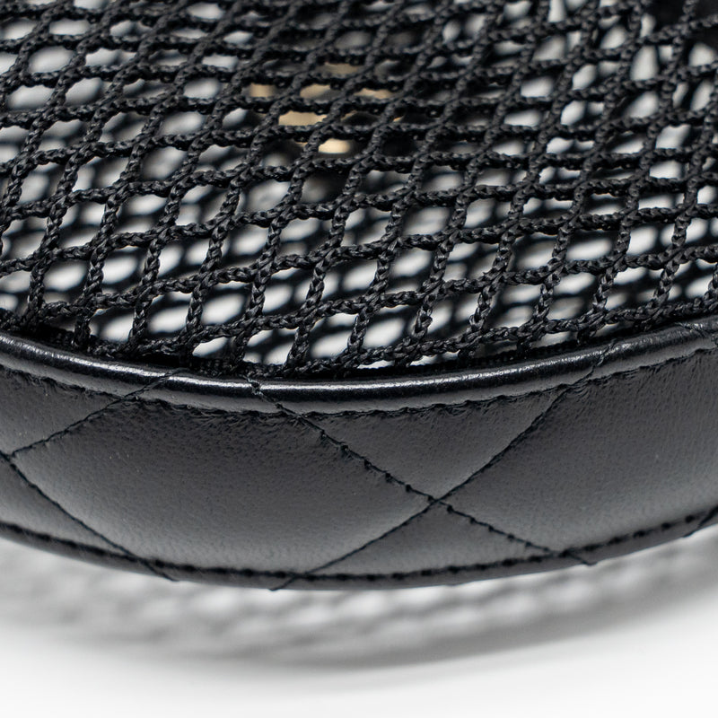 Chanel 25S half moon clutch mesh/ lambskin black LGHW (microchip)