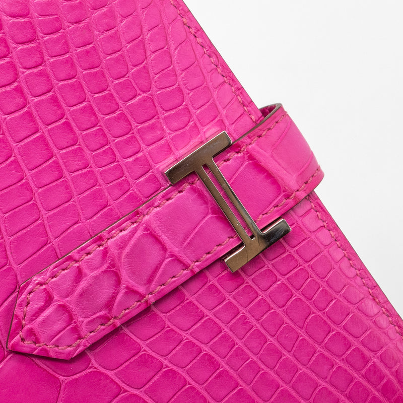 Hermes Bearn Wallet Alligator Matt Pink SHW Stamp Z