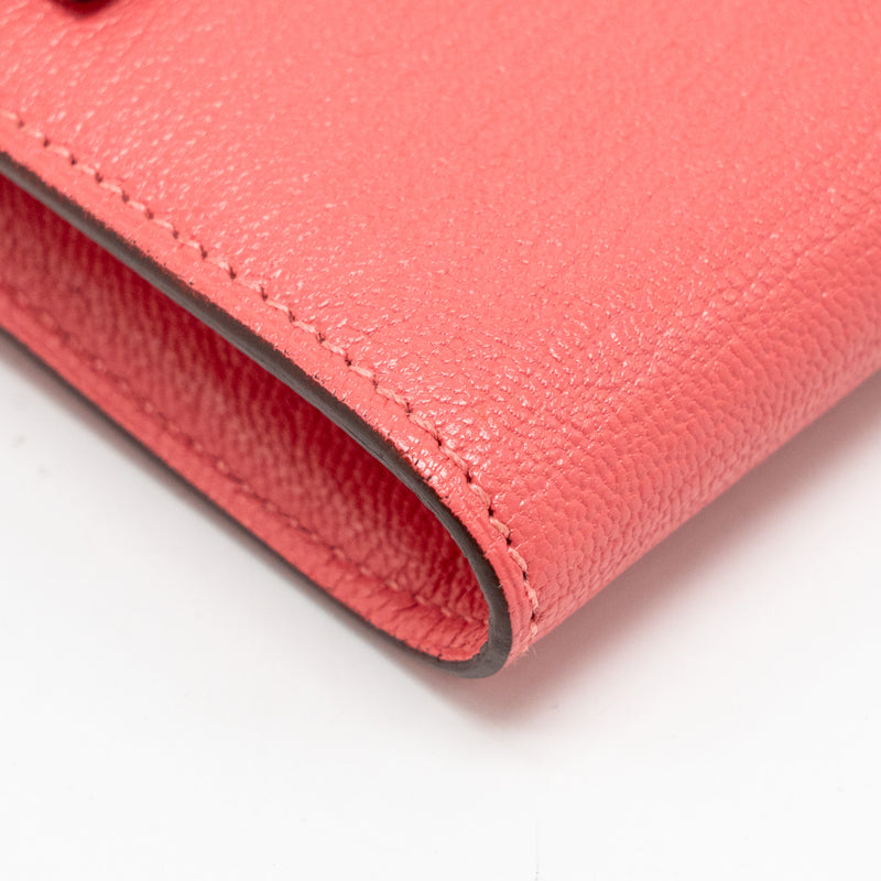 Hermes Kelly Long Wallet Chèvre Mysore Rose Lipstick GHW Stamp A