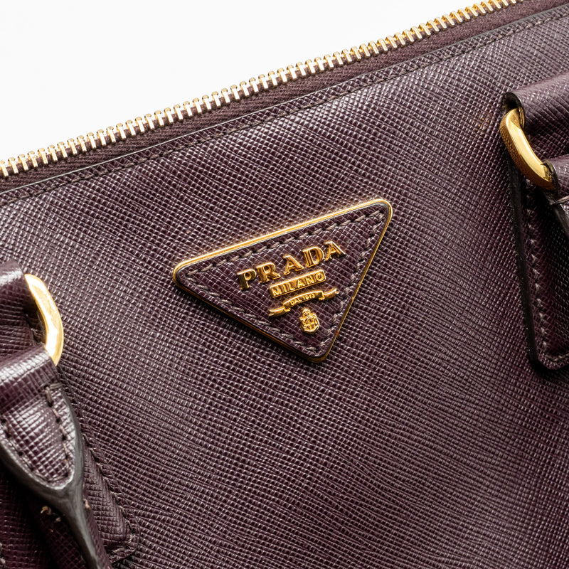 Prada Saffiano Vernice Promenade Large Dome Tote Bag Leather Mogano GHW
