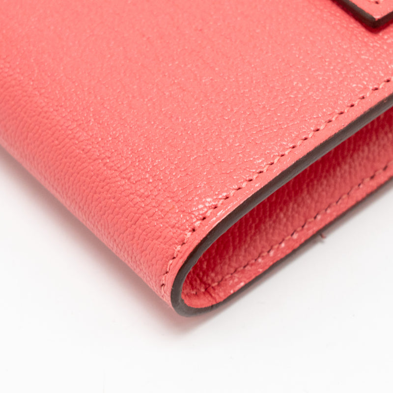 Hermes Kelly Long Wallet Chèvre Mysore Rose Lipstick GHW Stamp A