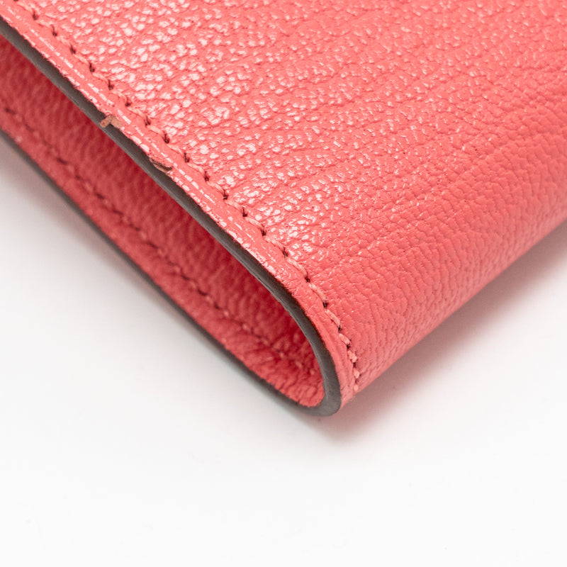 Hermes Kelly Long Wallet Chèvre Mysore Rose Lipstick GHW Stamp A