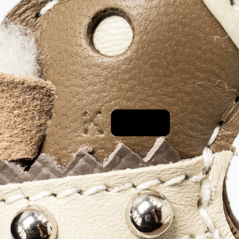 Hermes budy shearing bag charm wool/leather Etoupe/craie stamp K