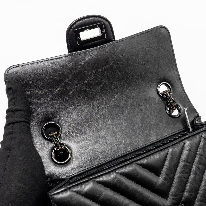 Chanel Mini 2.55 Reissue Flap Bag Chevron Aged Calfskin So Black