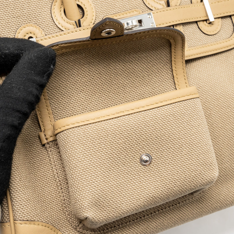 Hermes Birkin 25 Cargo Toile Goeland/Swift Beige Marfa/poussiere SHW Stamp K