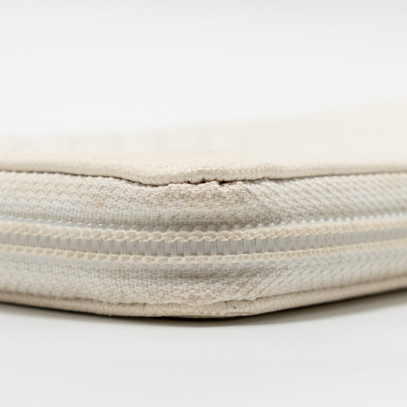 Chanel chevron boy zip long wallet caviar white LGHW
