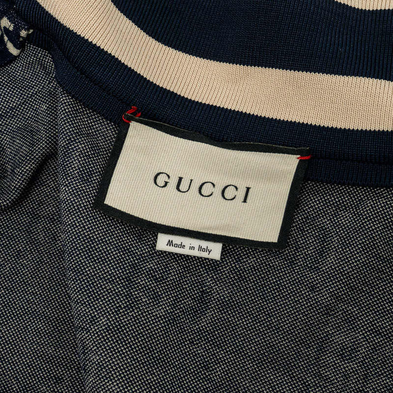 Gucci Size L GG Jacquard Striped Jacket Cotton Multicolour