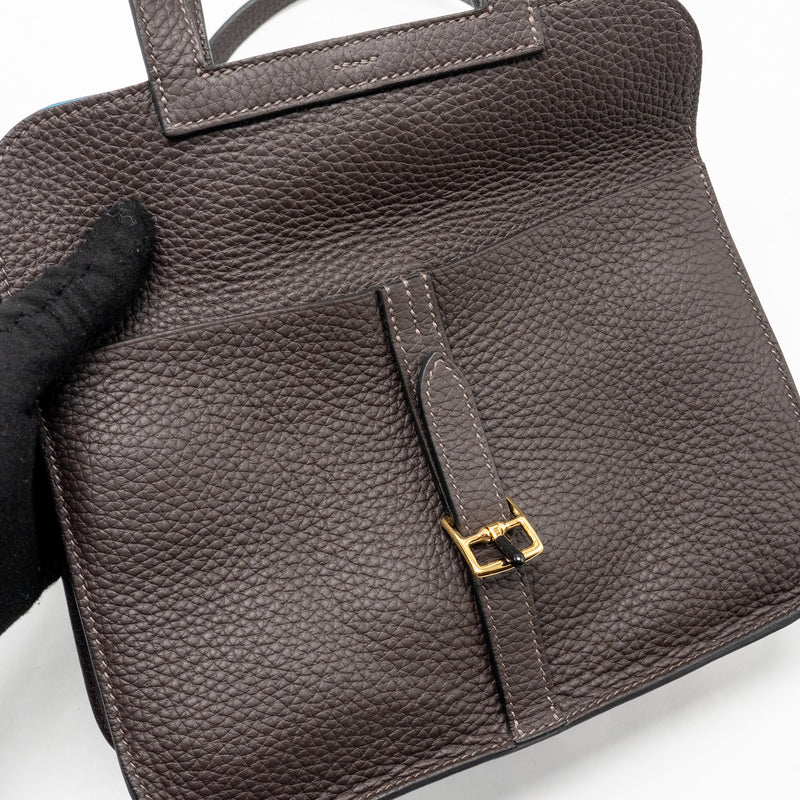 Hermes Halzan 25 Clemence Ebene/Zanzibar Blue GHW Stamp W