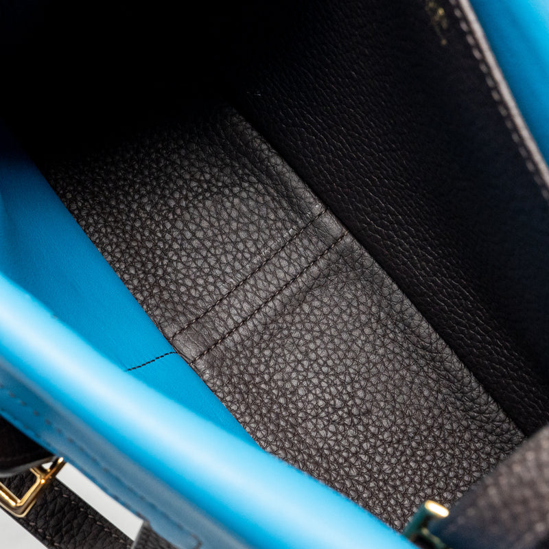 Hermes Halzan 25 Clemence Ebene/Zanzibar Blue GHW Stamp W