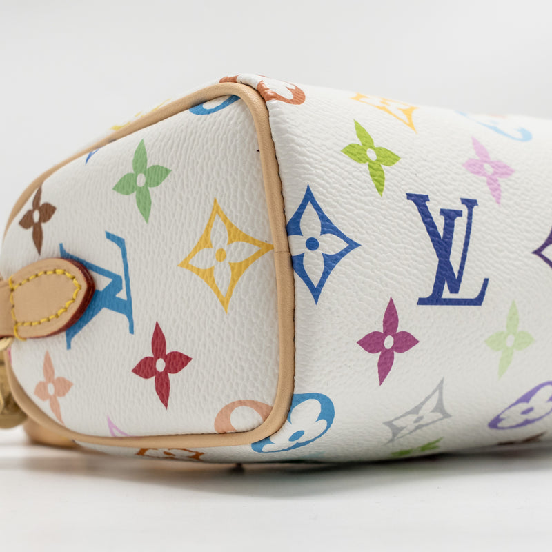 Louis Vuitton x Takashi Murakami Nano Speedy Multicoloured Monogram Canvas White GHW