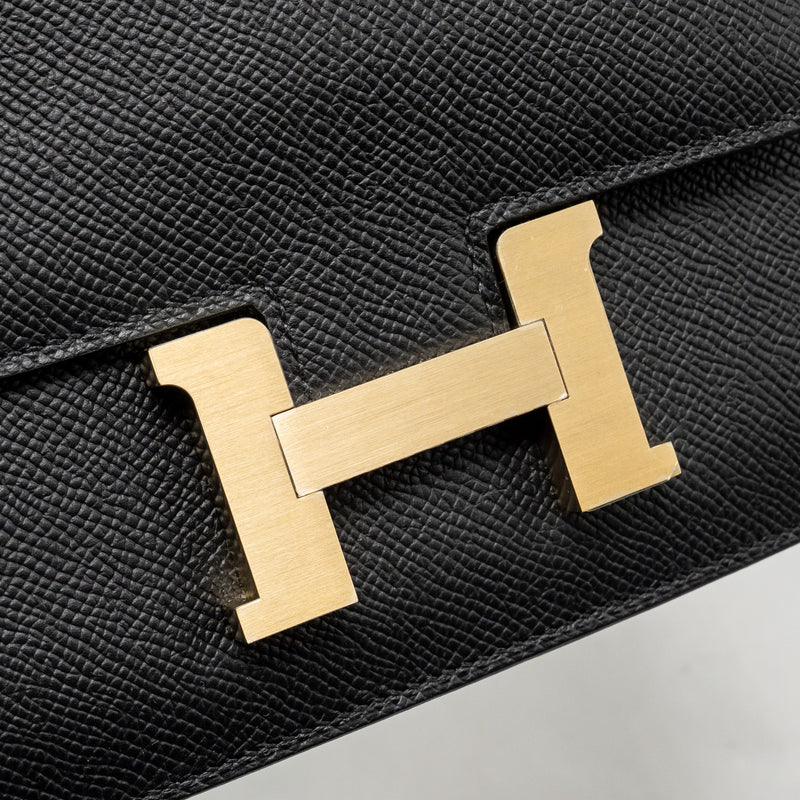 Hermes Mini Constance Epsom Black Brushed GHW Stamp K
