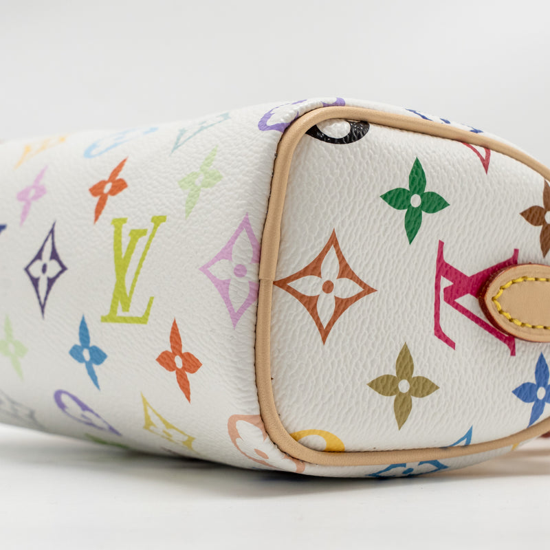 Louis Vuitton x Takashi Murakami Nano Speedy Multicoloured Monogram Canvas White GHW
