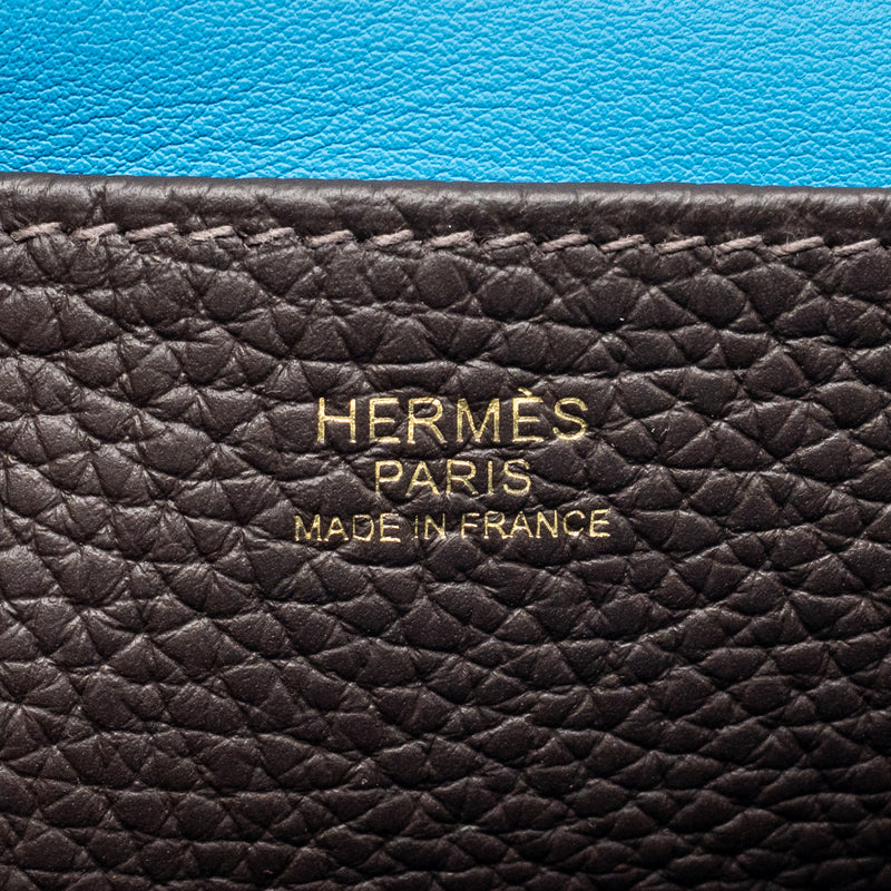 Hermes Halzan 25 Clemence Ebene/Zanzibar Blue GHW Stamp W