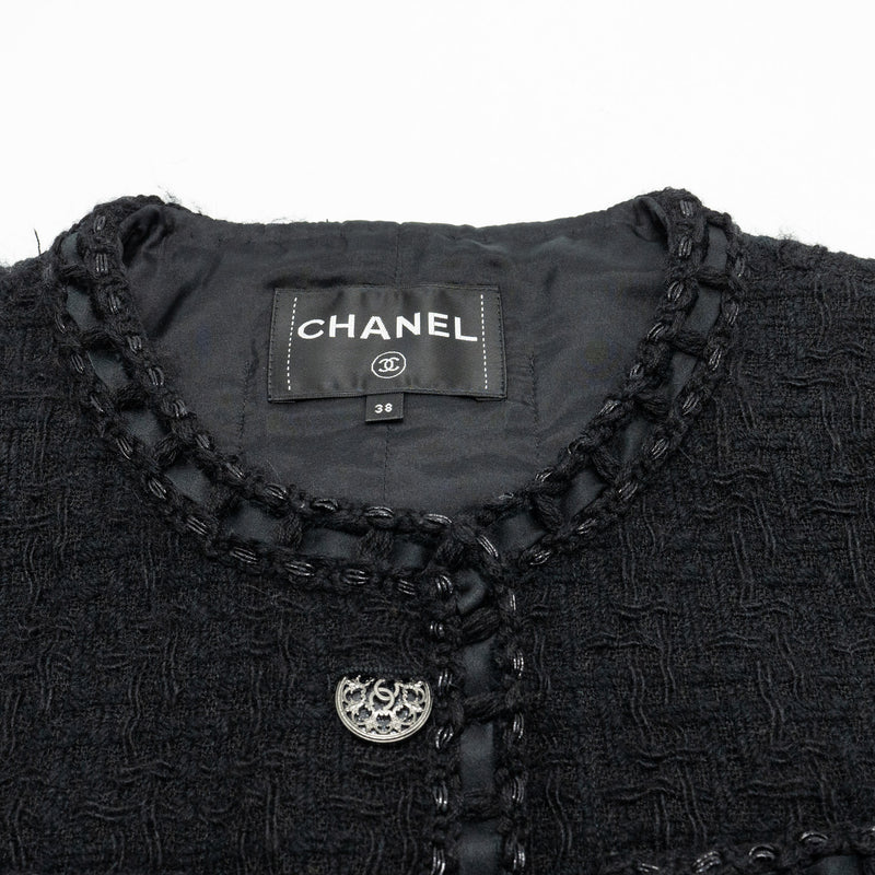 Chanel Size 38 La Petite Veste Noire Wool Jacket Black