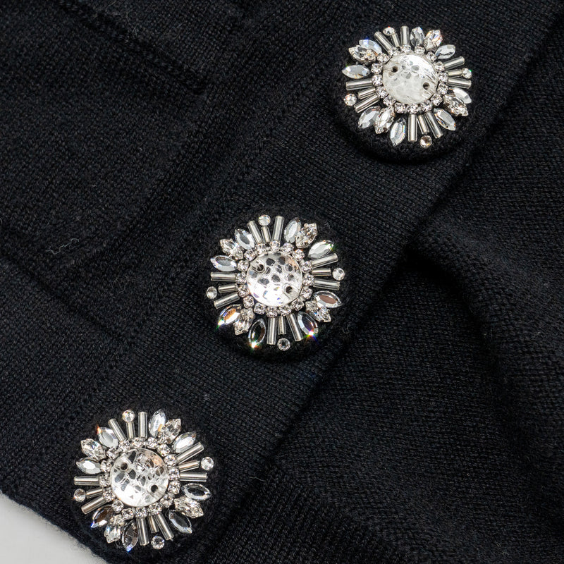 Chanel Size 34 Crystal Button Cardigan Cashmere Black
