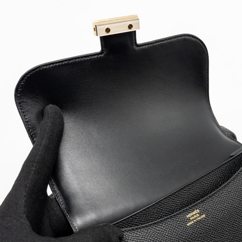 Hermes Mini Constance Epsom Black Brushed GHW Stamp K