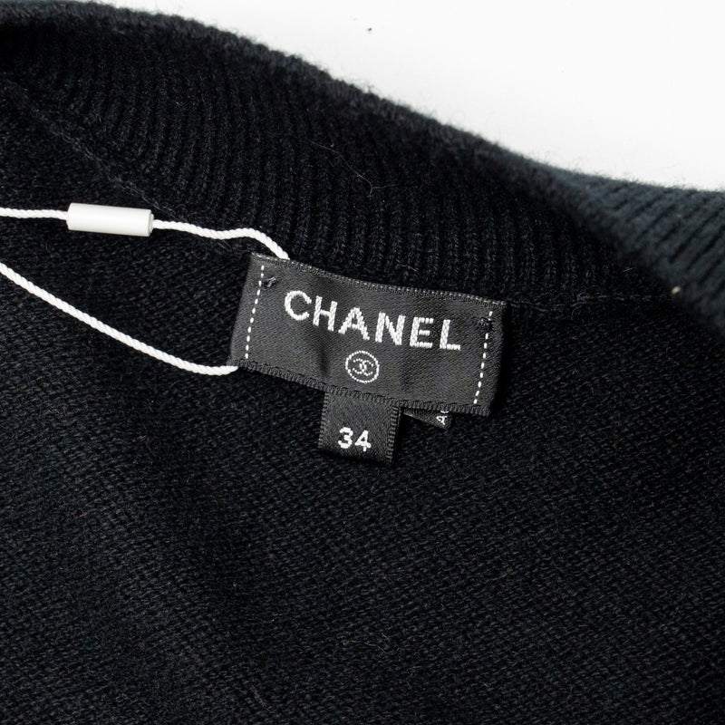 Chanel Size 34 Crystal Button Cardigan Cashmere Black