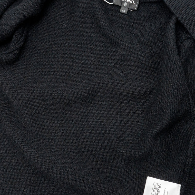 Chanel Size 34 Crystal Button Cardigan Cashmere Black