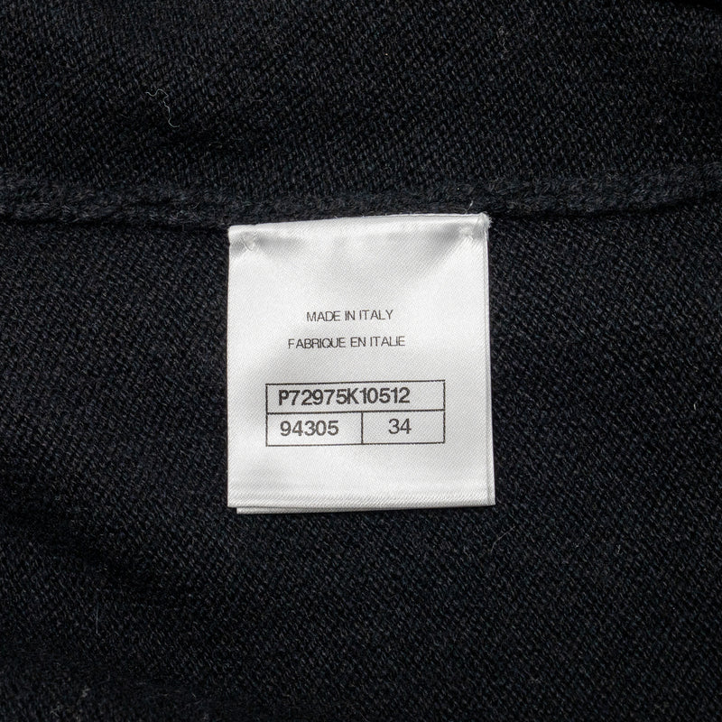 Chanel Size 34 Crystal Button Cardigan Cashmere Black