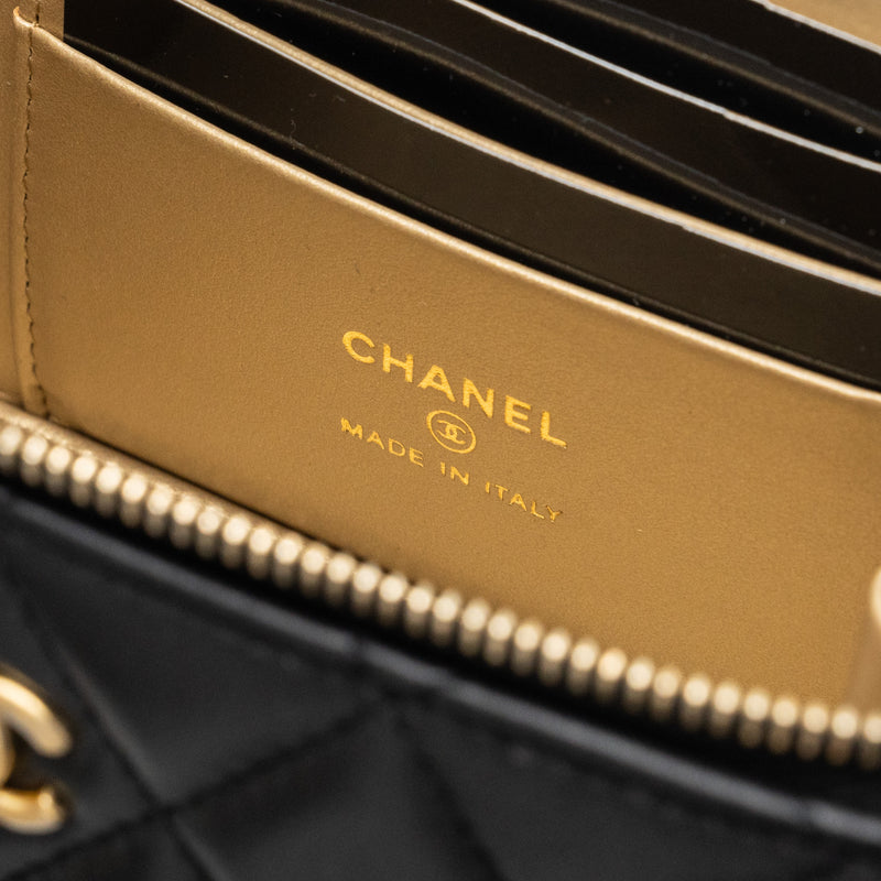 Chanel pearl crush long vanity case lambskin black GHW (Microchip)