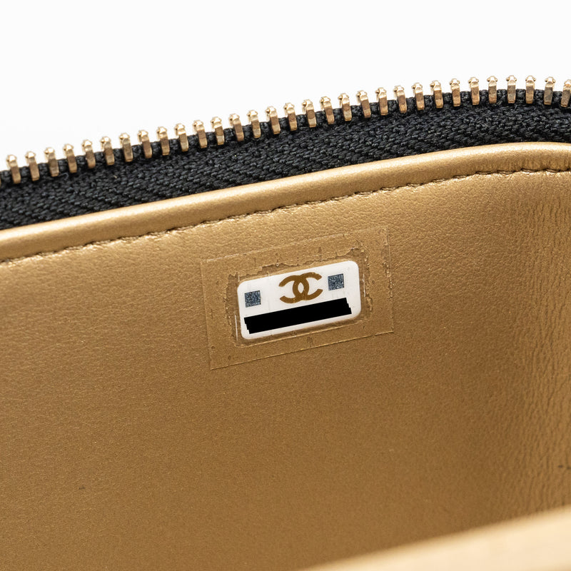 Chanel pearl crush long vanity case lambskin black GHW (Microchip)