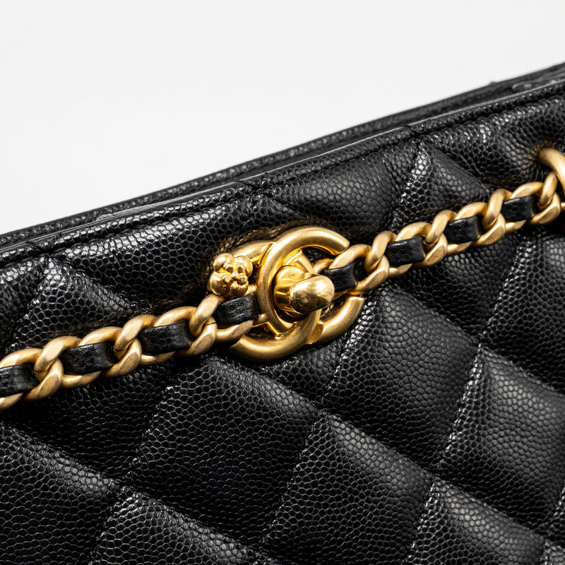 Chanel CC Camellia Small Shopping Bag Caviar Black GHW (Microchip)