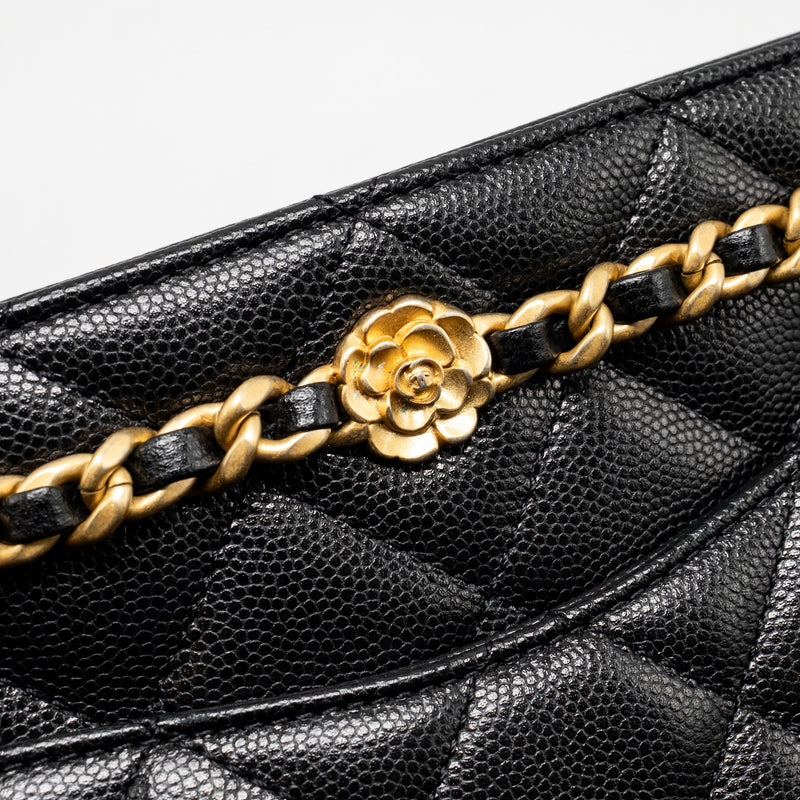 Chanel CC Camellia Small Shopping Bag Caviar Black GHW (Microchip)