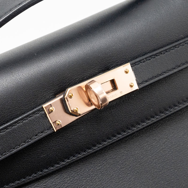Hermes Kelly Pochette Swift Black RGHW Stamp Z